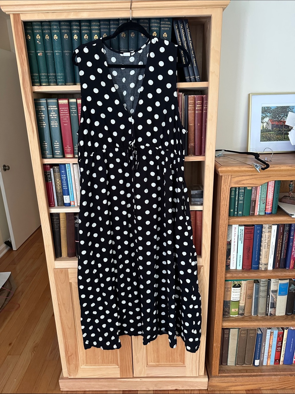 GAP Black and White Polka Dot Sleeveless Midi Dress